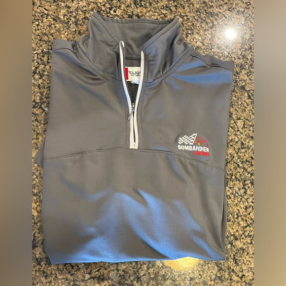 Gray short sleeve Bombardier Racing shirt. Size Medium - Picture 3 of 15
